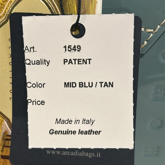 2277- Arcadia Patent Blue Crossbody Bag Made In Italy Patent Leather NWT - Picture 6 of 12